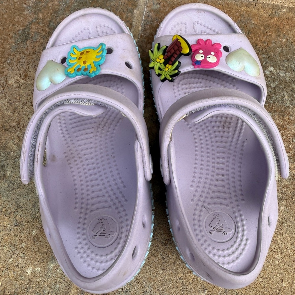 CROCS Kids Lavender Sandals with Cute Charms